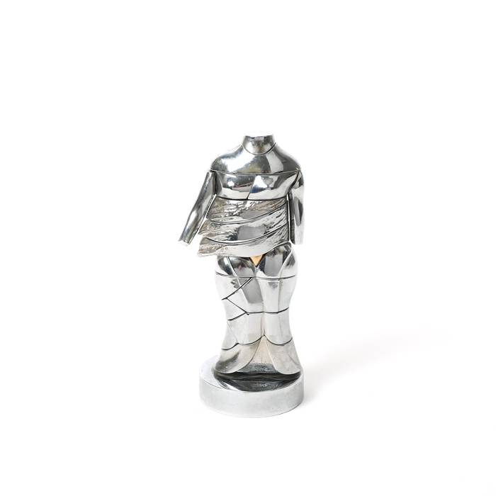 Miguel Berrocal, "Mini Caryatid" sculpture in nickel-plated zamak and brass, signed and numbered, 1968-69 - 00pp