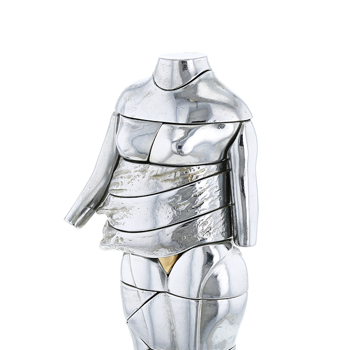 Miguel Berrocal, "Mini Cariatide" sculpture en zamak nickelé et laiton, signée et numérotée, 1968-69 - Detail D1