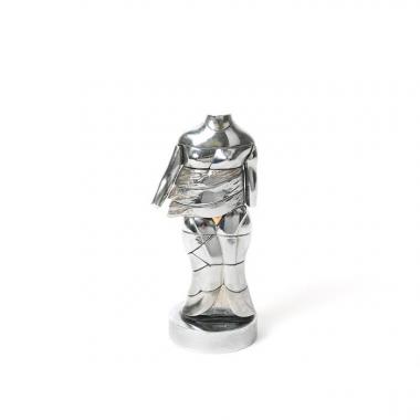 Miguel Berrocal, "Mini Caryatid" sculpture in nickel-plated zamak and brass, signed and numbered, 1968-69