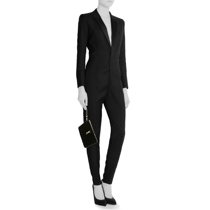 Saint Laurent pouch in black quilted velvet - Detail D1