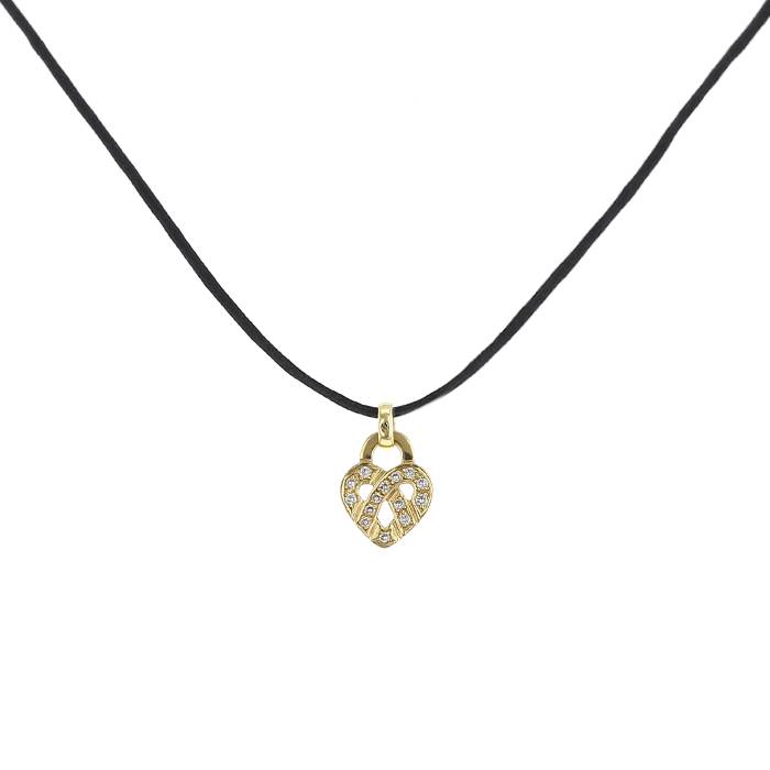 Poiray Coeur Entrelacé small model pendant in yellow gold and diamonds - 00pp