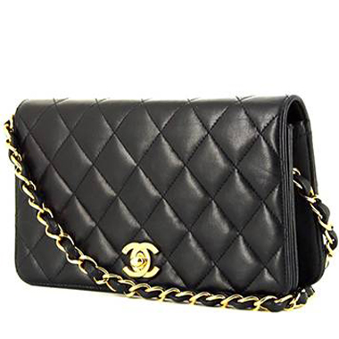Chanel Black Patent Leather Quilted Silver CC Turnlock Flap Shoulder Bag