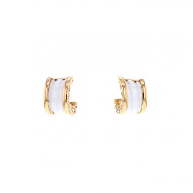 Paire de boucles d'oreilles Bulgari B.Zero1 en or rose et céramique blanche