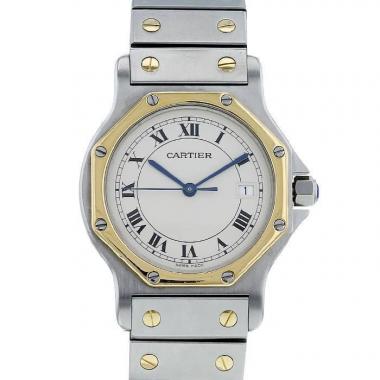 Montre Cartier Santos Octogonale en or et acier Ref: 187902 Vers 1990