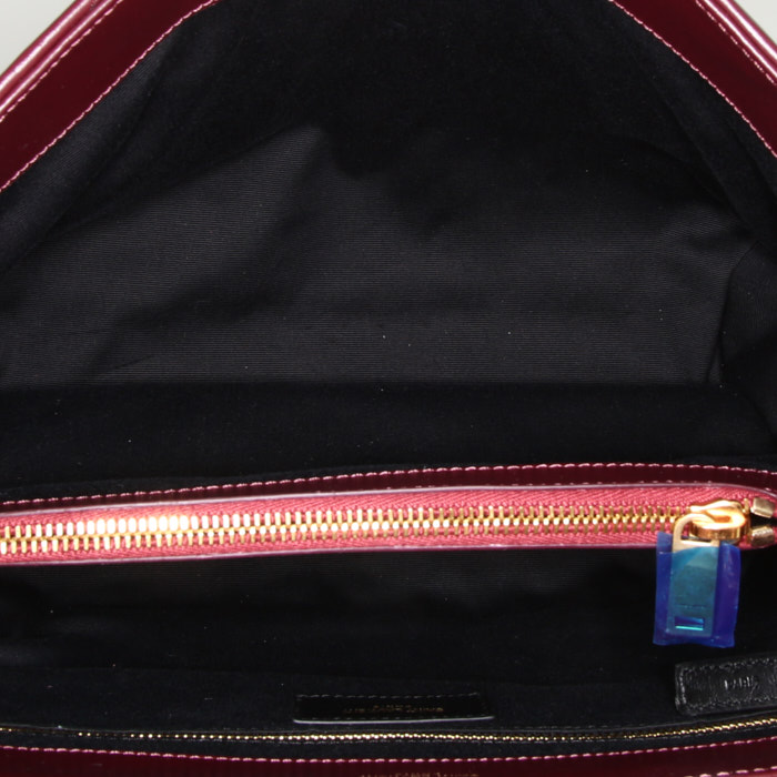 Borsa a tracolla Saint Laurent Loulou modello medio in pelle trapuntata a zigzag bordeaux - Detail D3