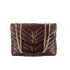 Saint Laurent Loulou medium model shoulder bag in burgundy chevron quilted leather - 360 thumbnail
