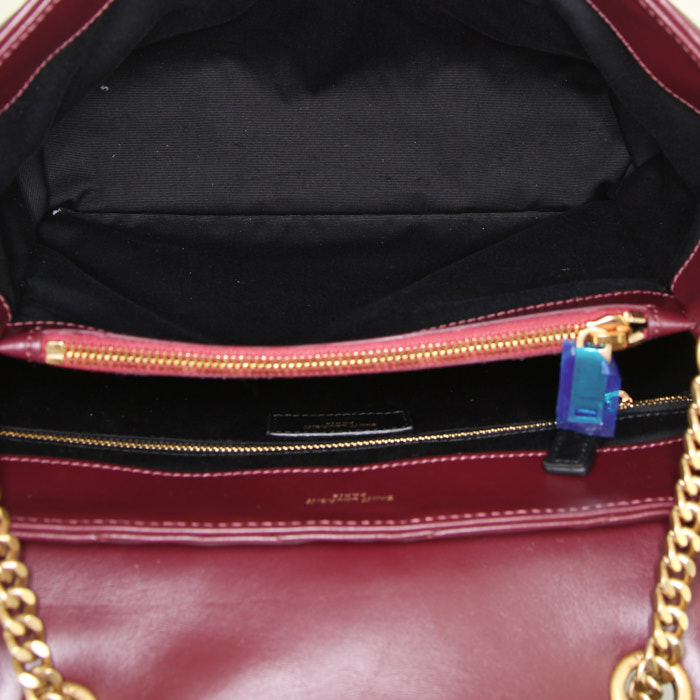 Borsa a tracolla Saint Laurent Loulou modello medio in pelle trapuntata a zigzag bordeaux - Detail D3