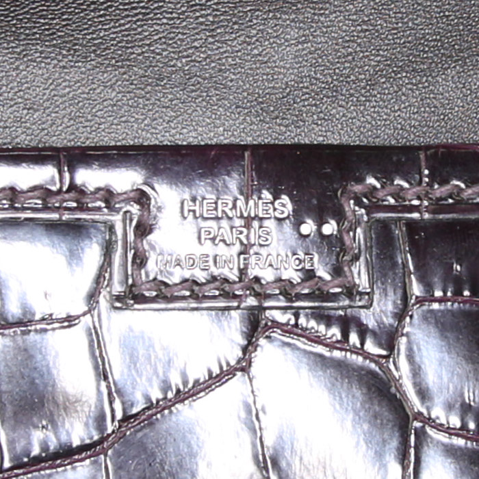 Bolsito de mano Hermes Jige en cocodrilo niloticus color burdeos - Detail D3