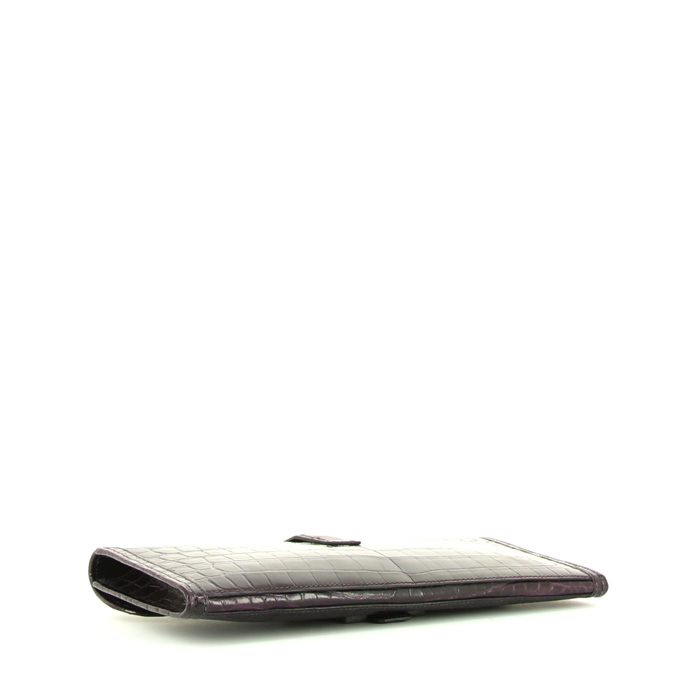 Pochette Hermes Jige en crocodile niloticus bordeaux - Detail D4