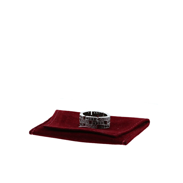 Bague souple Cartier Maillon Panthère en or blanc, diamants et diamants noir - Detail D2