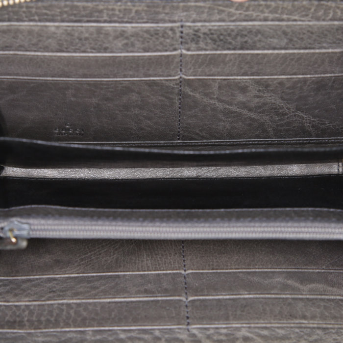 Portefeuille Gucci Bamboo en cuir monogram empreinte Vert de Gris - Detail D2