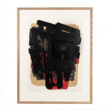 Pierre Soulages, "Lithographie n°8", lithograph in colors on paper, signed, numbered and framed, of 1958