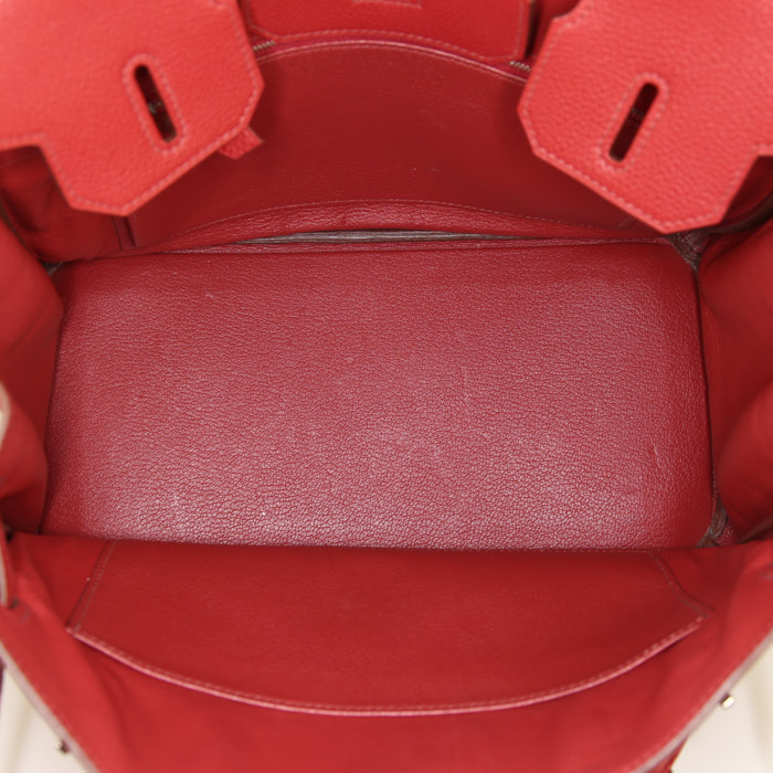 Borsa Hermes Birkin 30 cm in pelle togo rosso Garance - Detail D2