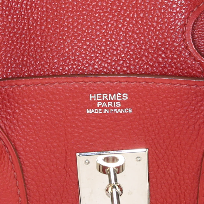 Sac à main Hermes Birkin 30 cm en cuir togo rouge Garance - Detail D3