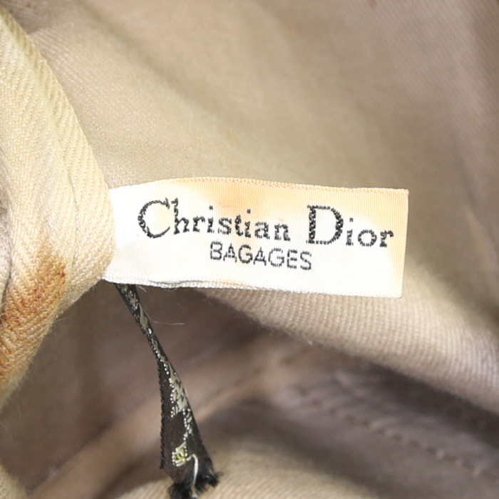 Sac de week end Dior Vintage en toile monogram Oblique bleue et cuir bleu - Detail D3