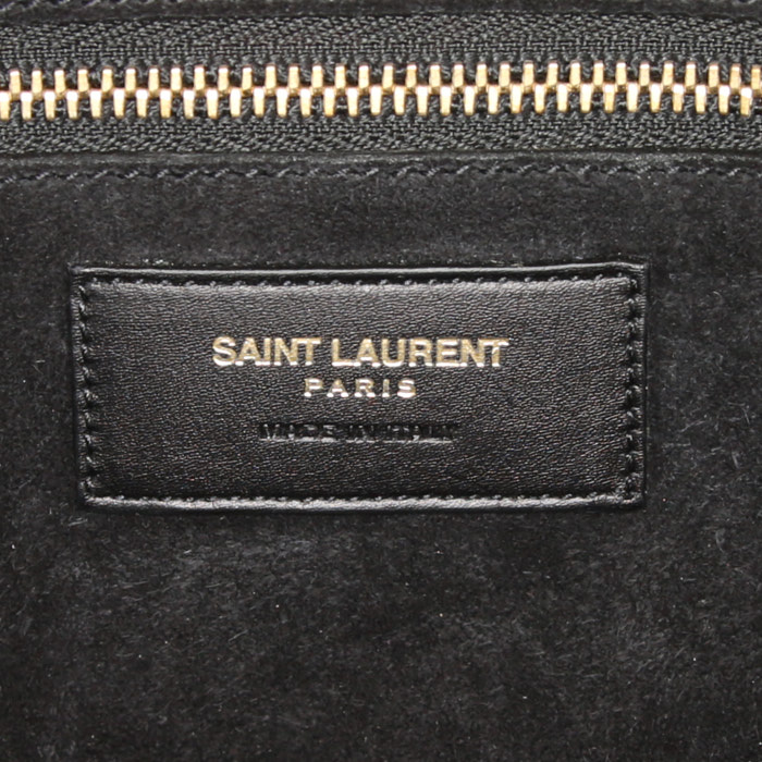 Saint Laurent Rive Gauche handbag in blue, pink, white and black leather - Detail D4