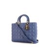Dior Lady Dior large model handbag in blue leather cannage - 00pp thumbnail