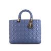 Borsa Dior Lady Dior modello grande in pelle cannage blu - 360 thumbnail