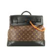 Sac bandoulière Louis Vuitton Steamer Bag petit modèle en toile monogram enduite marron et cuir noir - 360 thumbnail