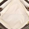 Salvatore Ferragamo Gancini handbag in white and brown foal and brown leather - Detail D2 thumbnail