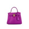 Hermes Kelly 25 cm handbag in purple Anemone Swift leather - 360 thumbnail