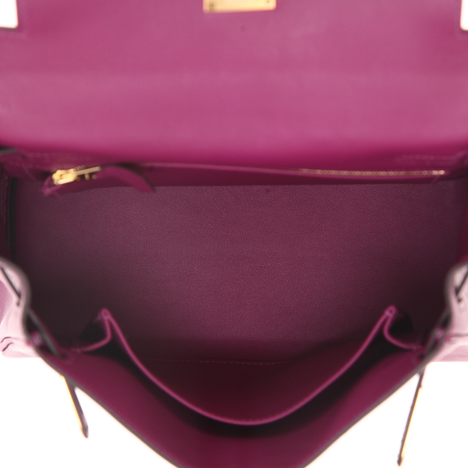 Sac à main Hermes Kelly 25 cm en cuir Swift violet Anemone - Detail D3