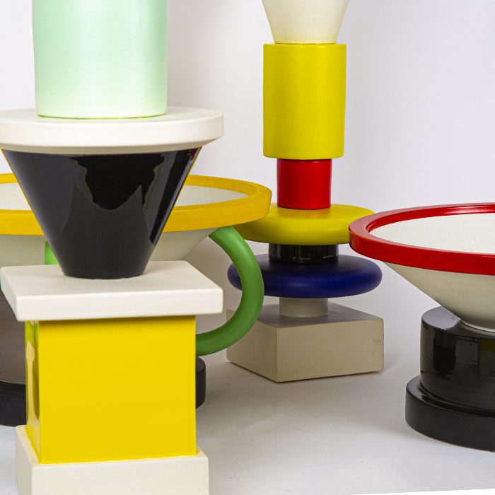 Ettore Sottsass, rare  "Fruttiera con manici" cup, in enamelled ceramic, Tendentse edition, Alessio Sarri production, signed, of 1987 - Detail D4