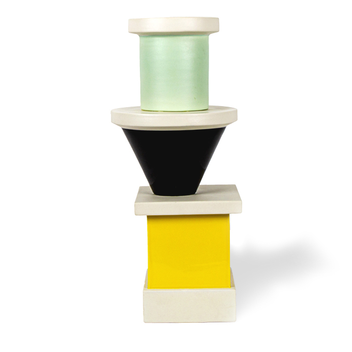 Ettore Sottsass, "Vaso" totem vase, in enamelled ceramic, Tendentse edition, Alessio Sarri production, editor stamp, designed in 1986 - Detail D1