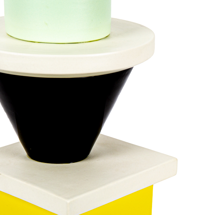 Ettore Sottsass, "Vaso" totem vase, in enamelled ceramic, Tendentse edition, Alessio Sarri production, editor stamp, designed in 1986 - Detail D3