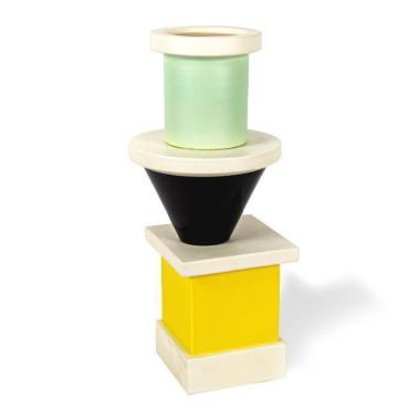 Ettore Sottsass, vase totem "Vaso", en céramique émaillée, édition Tendentse, production Alessio Sarri, tampon de l'éditeur, création 1986