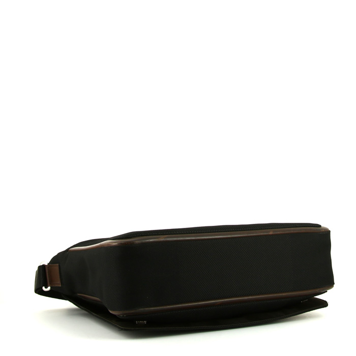 Louis Vuitton Messenger shoulder bag in black damier canvas and brown leather - Detail D4