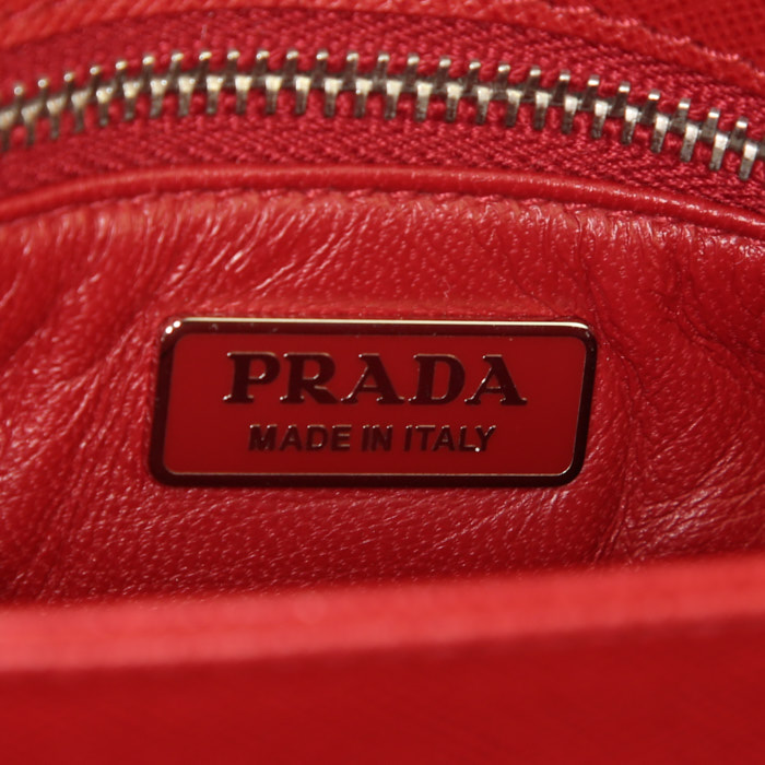 Bolso bandolera Prada en cuero bicolor rojo y blanco - Detail D4