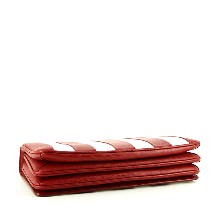 Prada shoulder bag in red and white bicolor leather - Detail D5