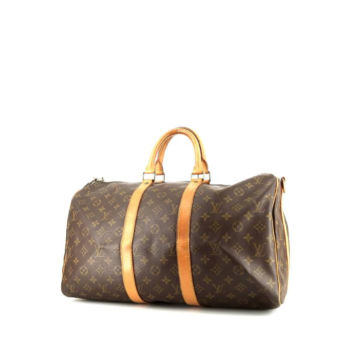 Louis Vuitton Keepall 45 travel bag in brown monogram canvas and natural leather - 00pp