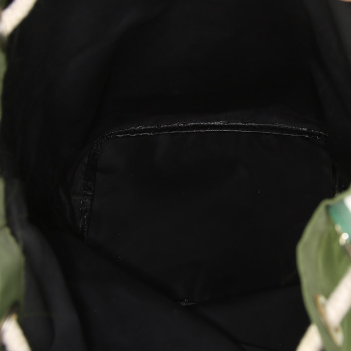 Sac de week end Hermès en toile verte - Detail D2