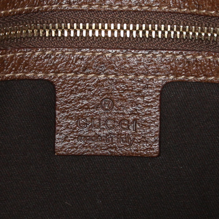 Bolso de mano Gucci  Jackie en lona Monogram beige y cuero marrón - Detail D2