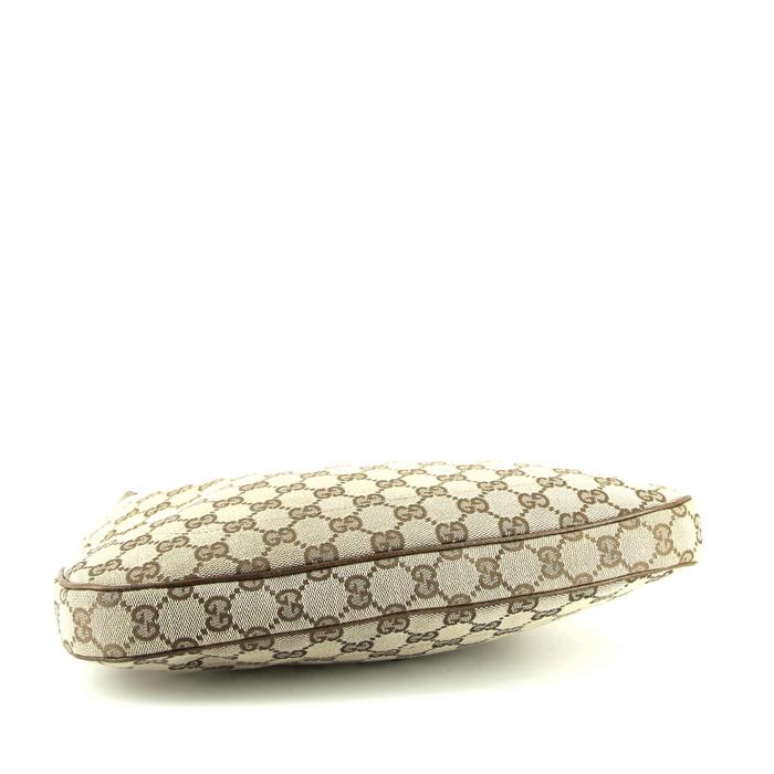 Borsa Gucci  Jackie in tela monogram beige e pelle marrone - Detail D4