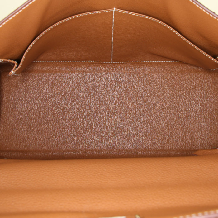 Bolso de mano Hermes Kelly 32 cm en cuero togo color oro - Detail D3