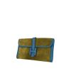 Hermes Jige pouch in blue box leather and khaki doblis calfskin - 00pp thumbnail