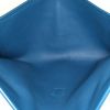 Hermes Jige pouch in blue box leather and khaki doblis calfskin - Detail D2 thumbnail