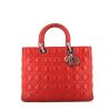 Bolso de mano Dior Lady Dior en cuero cannage rojo - 360 thumbnail