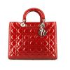 Borsa Dior Lady Dior modello grande in pelle verniciata rossa cannage - 360 thumbnail