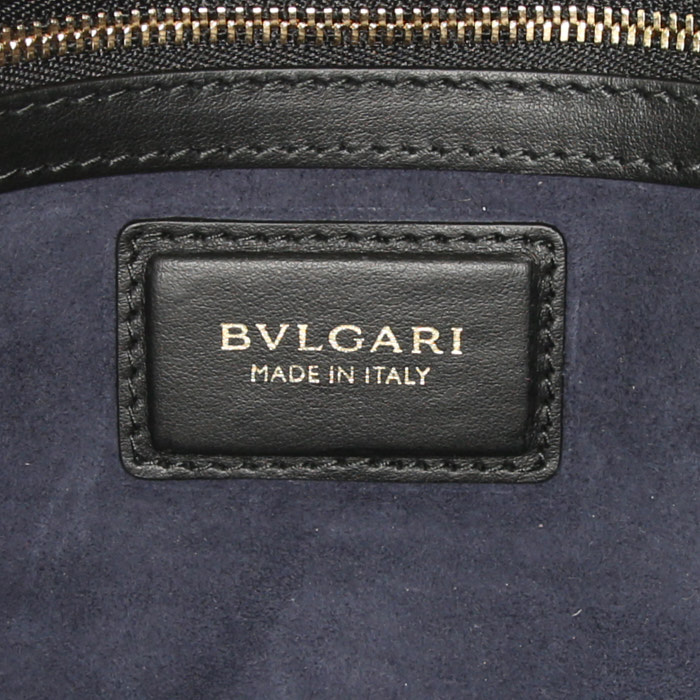Sac cabas Bulgari en cuir bicolore bleu et noir - Detail D4