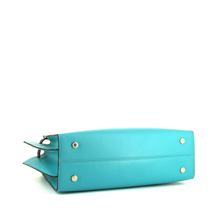 Shopping bag Bulgari in pelle bicolore blu e nera - Detail D5