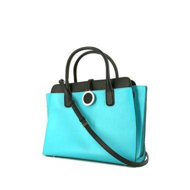 Bolso Cabás Bulgari en cuero bicolor azul y negro