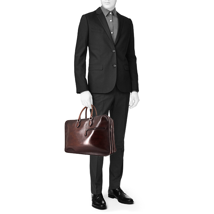 Berluti Deux jours briefcase in brown leather - Detail D1