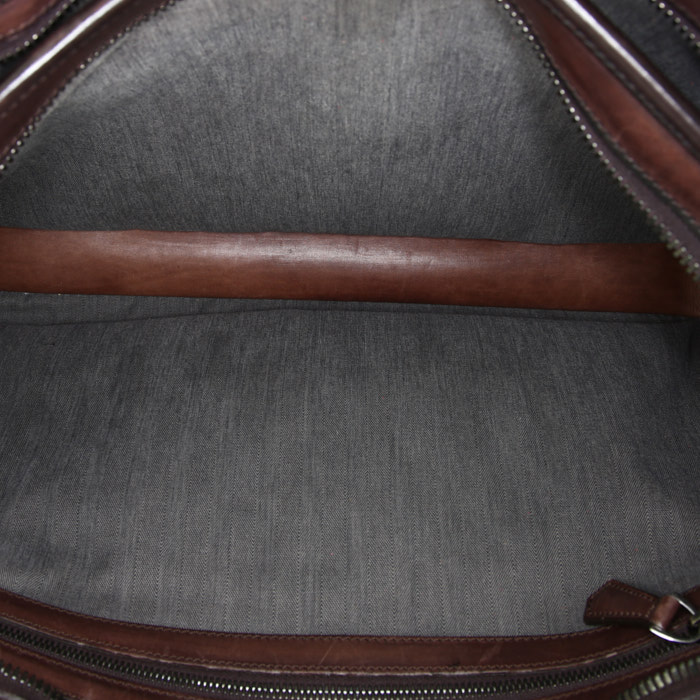 Berluti Deux jours briefcase in brown leather - Detail D3