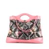 Chanel  31 handbag  in black quilted canvas  and pink leather - 360 thumbnail