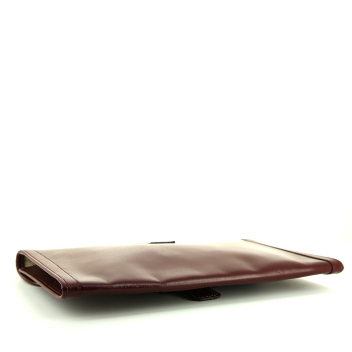 Hermes Jige pouch in burgundy box leather - Detail D4