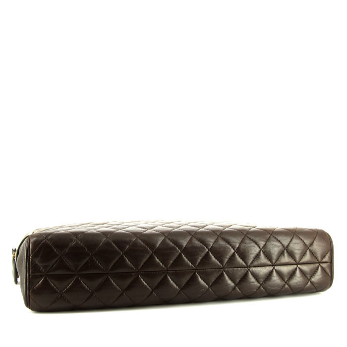 Chanel Grand Shopping handbag in brown quilted leather - Detail D4